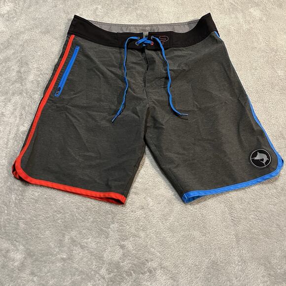 Pelagic Board Shorts Mens 34 Grey Lightweight Quick Dry Bathing Suit - Picture 1 of 11